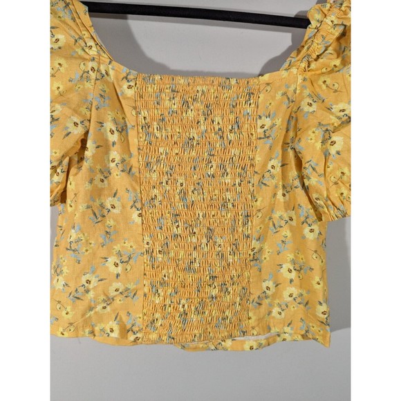 NWT Bloomfield Yellow Floral Crop Top Women Size M - Picture 3 of 7